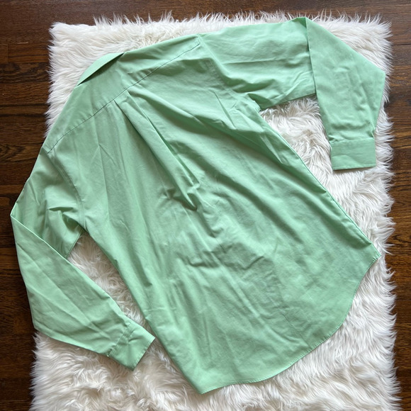 Stafford Mens The Super Dress Shirt Green Classic Fit Collared Pocket 15 34/35 - Picture 2 of 6